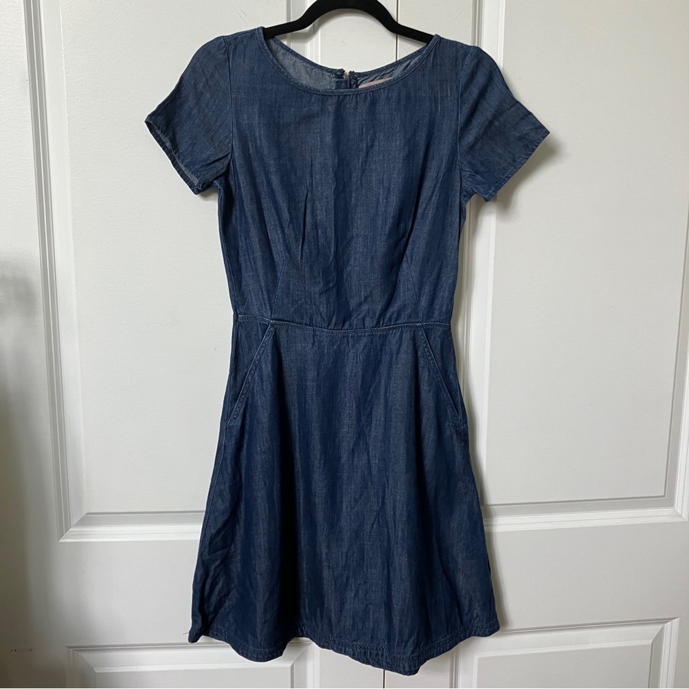 Banana Republic Chambray Cotton Blend Skater Dress - Picture 2 of 6